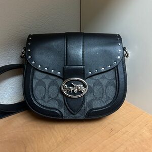 Coach Black and Gray Crossbody Bag with Silver Accents